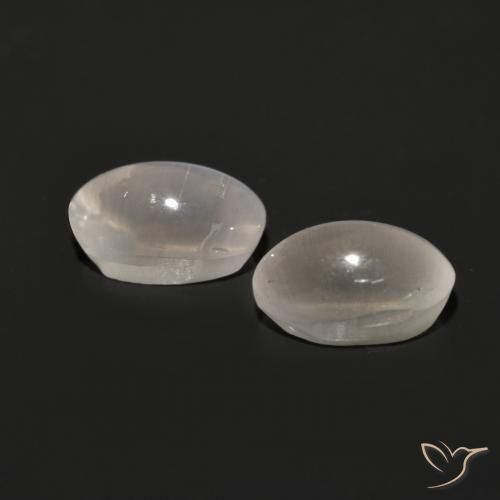 Sillimanite Cat's Eye Gemstones in 6.4 x 4.2 mm Size for Sale, Sillimanite Cat's Eye Stones in Very Light Grey Color