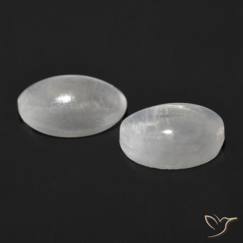 Sillimanite Cat's Eye Gemstones in 7.3 x 5.3 mm Size for Sale, Sillimanite Cat's Eye Stones in Very Light Grey Color
