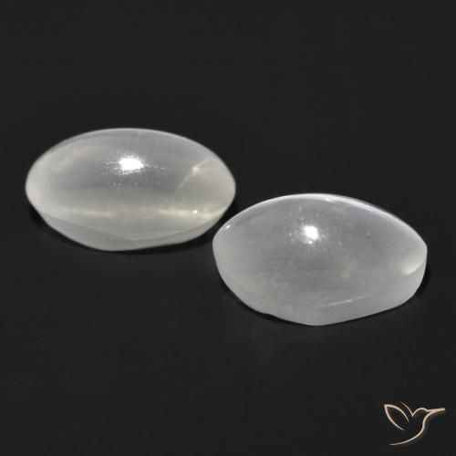 Sillimanite Cat's Eye Gemstones in 7 x 5 mm (calibrated) Size for Sale, Sillimanite Cat's Eye Stones in Very Light Grey Color