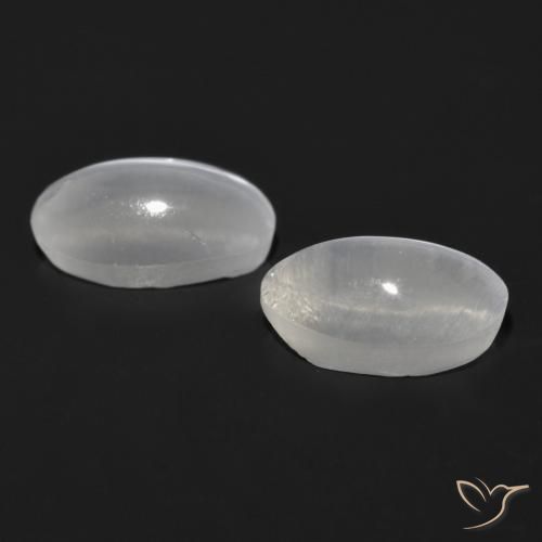 Sillimanite Cat's Eye Gemstones in 6.9 x 4.1 mm Size for Sale, Sillimanite Cat's Eye Stones in Very Light Grey Color