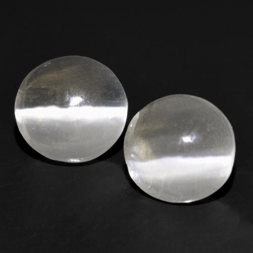 Very Light Grey Sillimanite Cat's Eye Gem - 0.8ct Round Cabochon (ID: 558527)