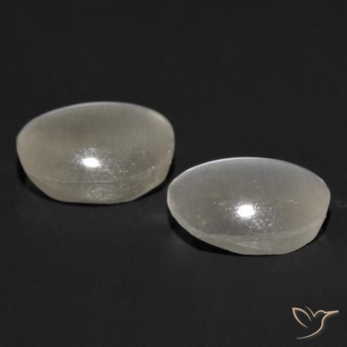 Sillimanite Cat's Eye Gemstones in 6.8 x 5.3 mm Size for Sale, Sillimanite Cat's Eye Stones in Very Light Grey Color