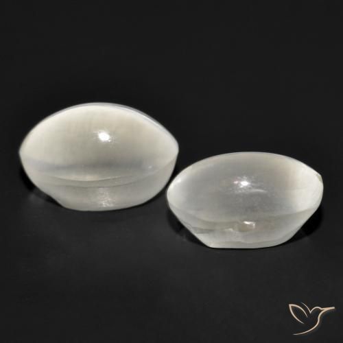 Sillimanite Cat's Eye Gemstones in 7.1 x 4.6 mm Size for Sale, Sillimanite Cat's Eye Stones in Very Light Grey Color