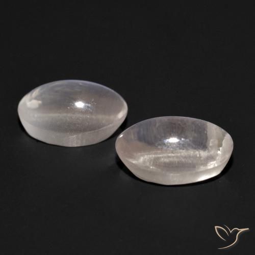Sillimanite Cat's Eye Gemstones in 6.9 x 4.7 mm Size for Sale, Sillimanite Cat's Eye Stones in Very Light Grey Color