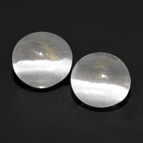 Very Light Grey Sillimanit-Katzenauge Edelstein - 0.8ct Rund Cabochon (ID: 558533)