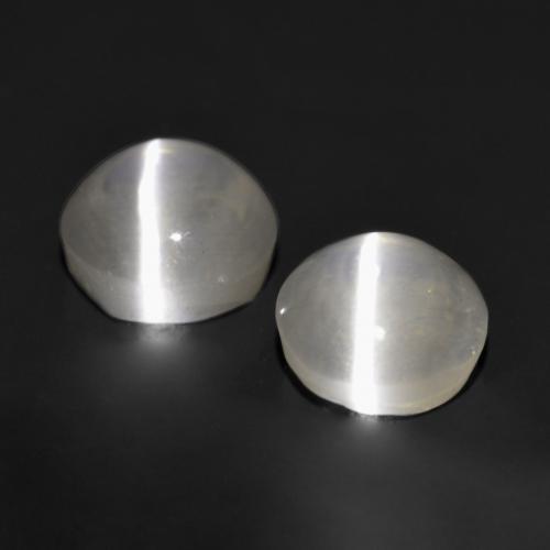 Sillimanite Cat's Eye Gemstones in 5.5 mm (calibrated) Size for Sale, Sillimanite Cat's Eye Stones in Very Light Grey Color