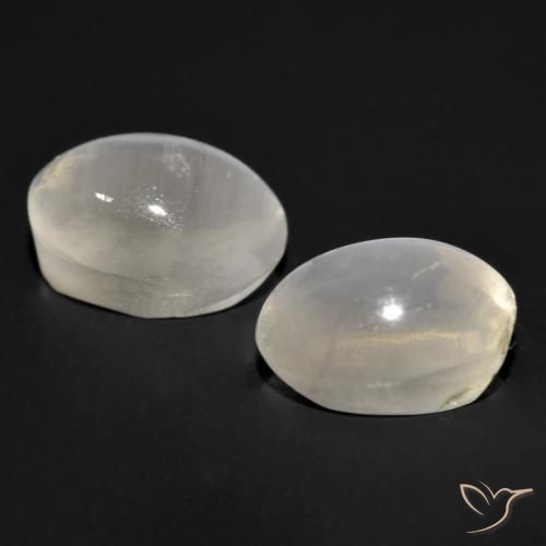 Sillimanite Cat's Eye Gemstones in 7.1 x 5.4 mm Size for Sale, Sillimanite Cat's Eye Stones in Very Light Grey Color