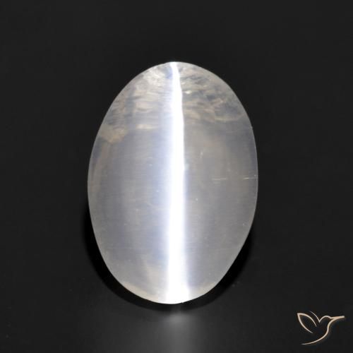1.24ct Natural Very Light Grey Sillimanite Cat's Eye, Oval, Transparent