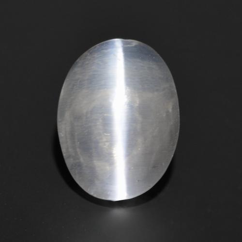 1.35 ct White Sillimanite Cat's Eye Gemstone, Sillimanite Cat's Eye Gem in Oval Cabochon Shape for Sale.