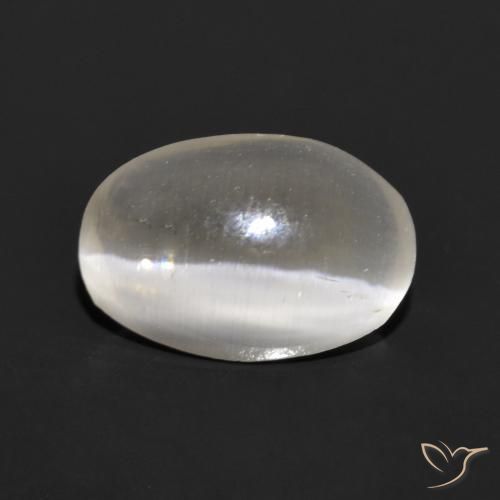1.11ct Natural Very Light Grey Sillimanite Cat's Eye, Oval, Translucent