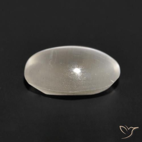 Sillimanite Cat's Eye Gemstone in 7.8 x 5.3 mm Size for Sale, Sillimanite Cat's Eye Stone in Very Light Grey Color