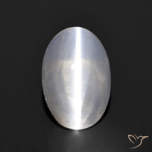 1.14ct Natural Very Light Grey Sillimanite Cat's Eye, Oval, Transparent