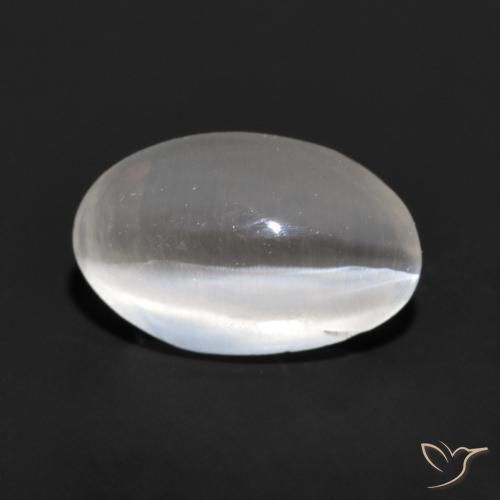 1.19ct Natural Very Light Grey Sillimanite Cat's Eye, Oval, Transparent