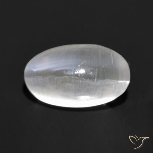 1.35ct Natural Very Light Grey Sillimanite Cat's Eye, Oval, Transparent