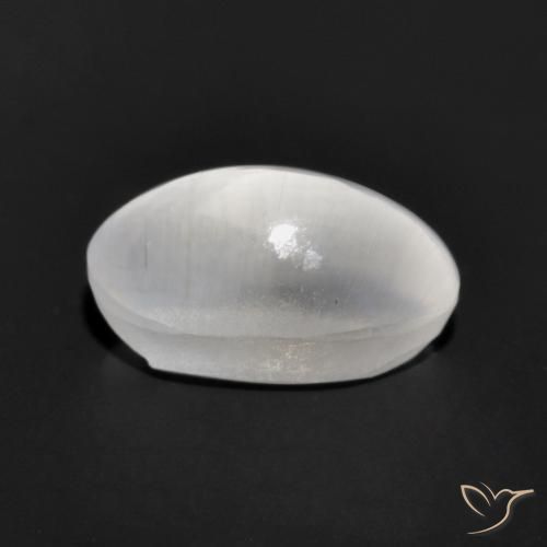 Sillimanite Cat's Eye Gemstone in 7.9 x 4.6 mm Size for Sale, Sillimanite Cat's Eye Stone in Very Light Grey Color