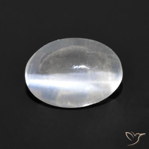 1.06ct Natural Very Light Grey Sillimanite Cat's Eye, Oval, Transparent