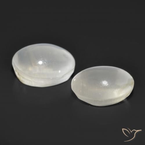 Sillimanite Cat's Eye Gemstones in 7.3 x 5.4 mm Size for Sale, Sillimanite Cat's Eye Stones in Very Light Grey Color