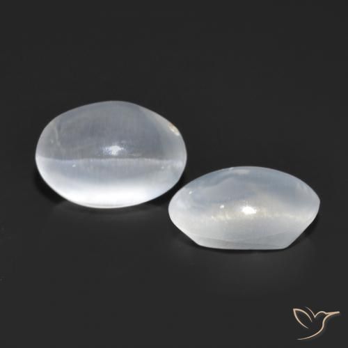 1.58 ctw White Sillimanite Cat's Eye Stones, Natural Sillimanite Cat's Eye in Oval Cabochon Shape for Sale