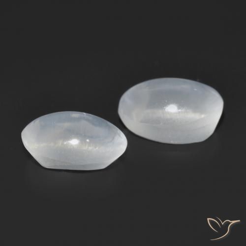 Sillimanite Cat's Eye Gemstones in 6.5 x 4.3 mm Size for Sale, Sillimanite Cat's Eye Stones in Translucent White Color