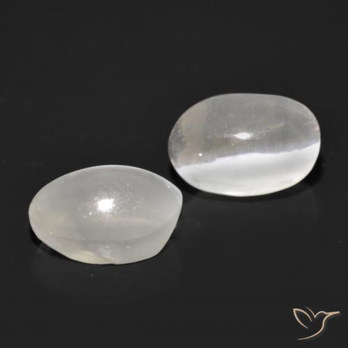 2.11 ctw White Sillimanite Cat's Eye Stones, Natural Sillimanite Cat's Eye in Oval Cabochon Shape for Sale