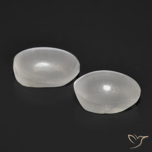 Sillimanite Cat's Eye Gemstones in 7 x 5 mm (calibrated) Size for Sale, Sillimanite Cat's Eye Stones in White Color