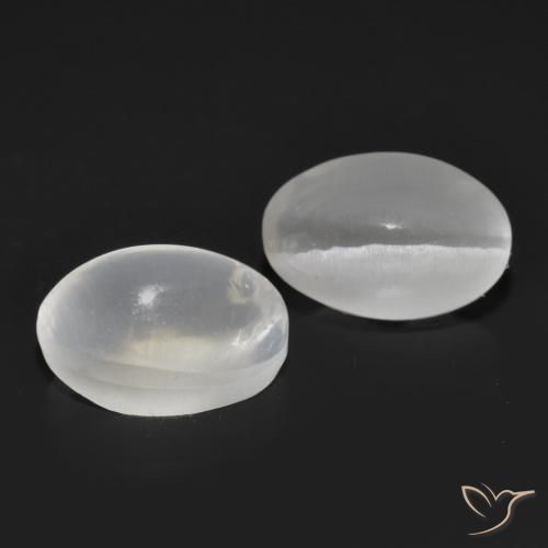 2.43 ctw White Sillimanite Cat's Eye Stones, Natural Sillimanite Cat's Eye in Oval Cabochon Shape for Sale