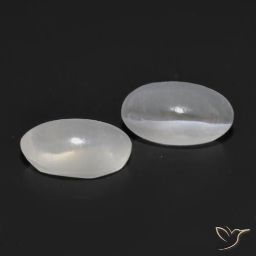 1.36 ctw White Sillimanite Cat's Eye Stones, Natural Sillimanite Cat's Eye in Oval Cabochon Shape for Sale