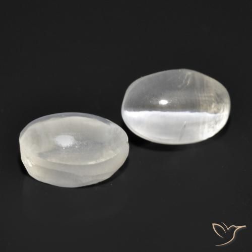 2.32 ctw White Sillimanite Cat's Eye Stones, Natural Sillimanite Cat's Eye in Oval Cabochon Shape for Sale