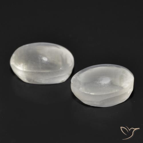 Sillimanite Cat's Eye Gemstones in 6.6 x 4.8 mm Size for Sale, Sillimanite Cat's Eye Stones in White Color