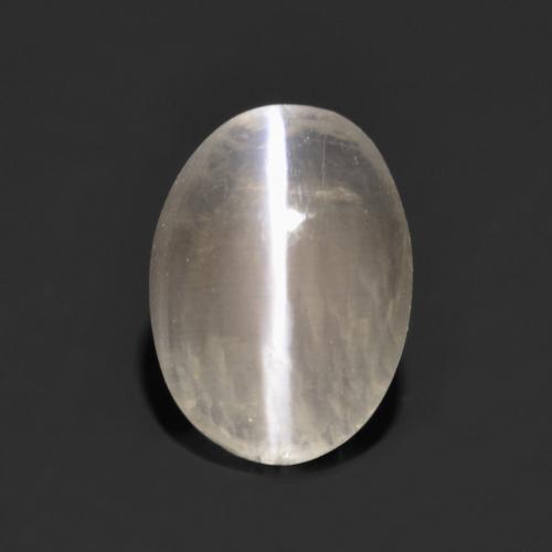 Very Light Grey Sillimanit-Katzenauge Edelstein - 1.2ct Oval Cabochon (ID: 559489)