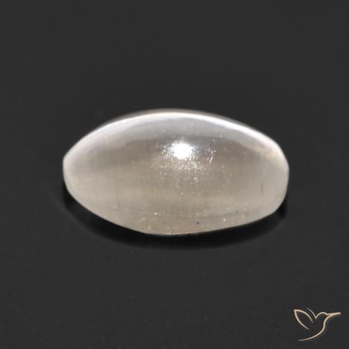 Sillimanite Cat's Eye Gemstone in 7.5 x 5.4 mm Size for Sale, Sillimanite Cat's Eye Stone in Very Light Grey Color