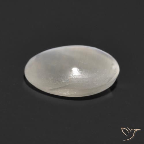 Sillimanite Cat's Eye Gemstone in 7.7 x 5.7 mm Size for Sale, Sillimanite Cat's Eye Stone in Very Light Grey Color