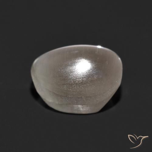 Sillimanite Cat's Eye Gemstone in 6.9 x 5.7 mm Size for Sale, Sillimanite Cat's Eye Stone in Very Light Grey Color