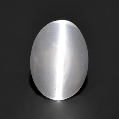 White Sillimanite Cat's Eye Gem - 0.9ct Oval Cabochon (ID: 559497)