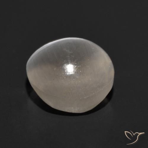 Sillimanite Cat's Eye Gemstone in 7 mm (calibrated) Size for Sale, Sillimanite Cat's Eye Stone in Very Light Grey Color