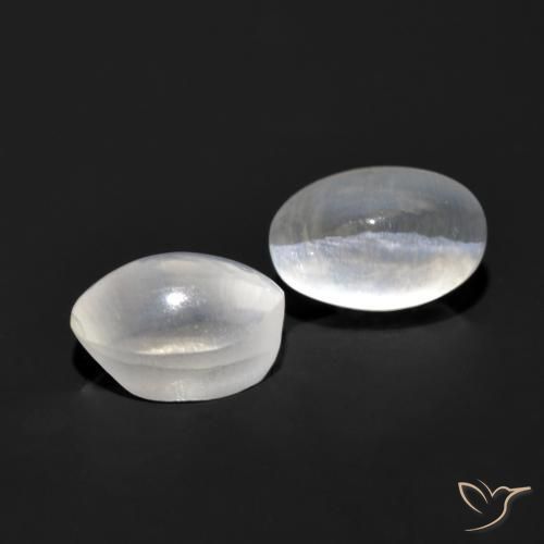 2.07 ctw White Sillimanite Cat's Eye Stones, Natural Sillimanite Cat's Eye in Oval Cabochon Shape for Sale