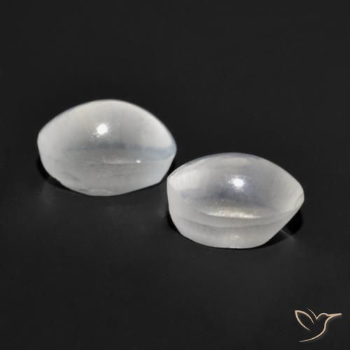 Sillimanite Cat's Eye Gemstones in 6.7 x 4.4 mm Size for Sale, Sillimanite Cat's Eye Stones in Clear White Color