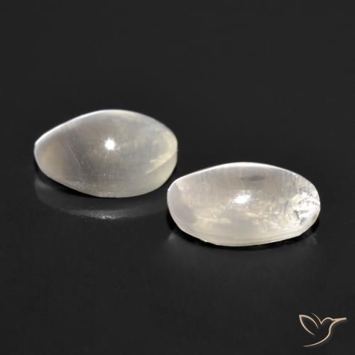 Sillimanite Cat's Eye Gemstones in 6.9 x 5.2 mm Size for Sale, Sillimanite Cat's Eye Stones in Very Light Grey Color