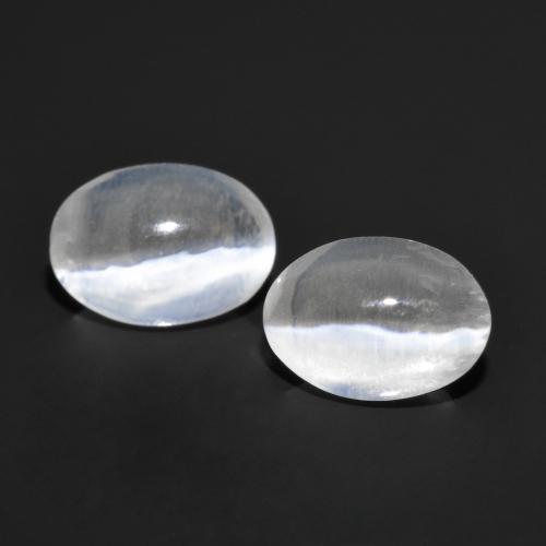 Clear White Sillimanite Cat's Eye Gem - 1ct Oval Cabochon (ID: 559507)