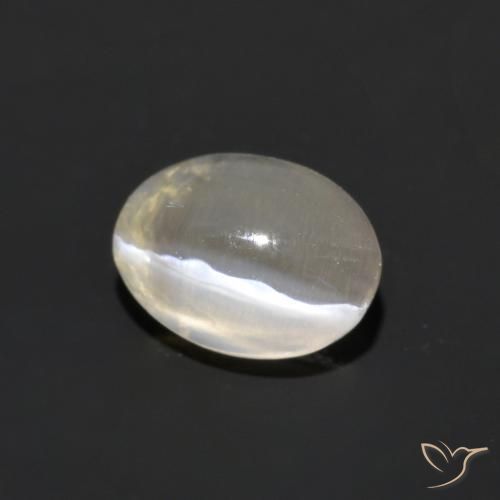 1.14 ct White Sillimanite Cat's Eye Stone, Natural Sillimanite Cat's Eye in Oval Cabochon Shape for Sale