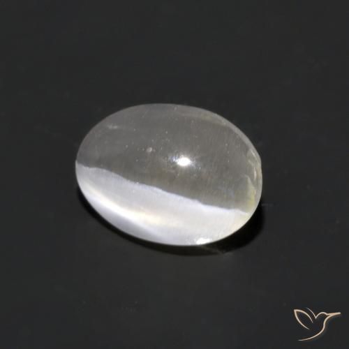 1.02 ct White Sillimanite Cat's Eye Stone, Natural Sillimanite Cat's Eye in Oval Cabochon Shape for Sale