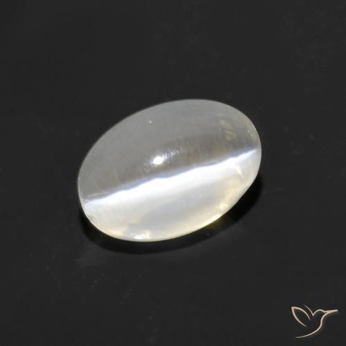 1.06ct Natural Warm White Sillimanite Cat's Eye, Oval, Transparent