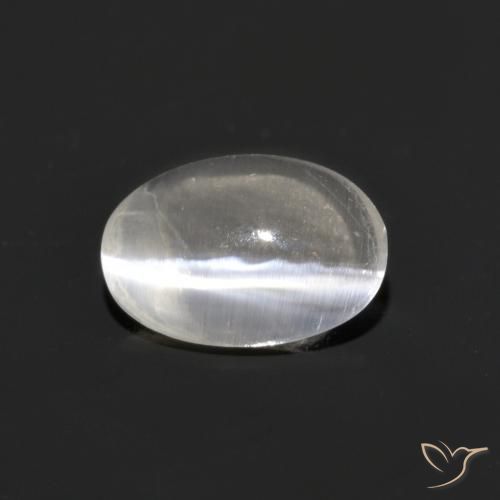 0.76ct Natural Warm White Sillimanite Cat's Eye, Oval, Transparent
