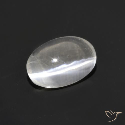0.76 ct White Sillimanite Cat's Eye Stone, Natural Sillimanite Cat's Eye in Oval Cabochon Shape for Sale