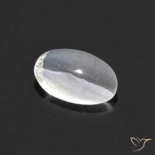 1.10 ct White Sillimanite Cat's Eye Stone, Natural Sillimanite Cat's Eye in Oval Cabochon Shape for Sale