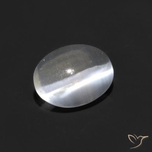 0.82 ct White Sillimanite Cat's Eye Stone, Natural Sillimanite Cat's Eye in Oval Cabochon Shape for Sale