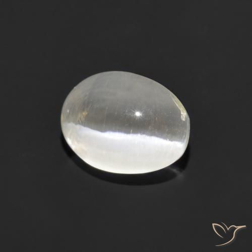 1.07 ct White Sillimanite Cat's Eye Stone, Natural Sillimanite Cat's Eye in Oval Cabochon Shape for Sale