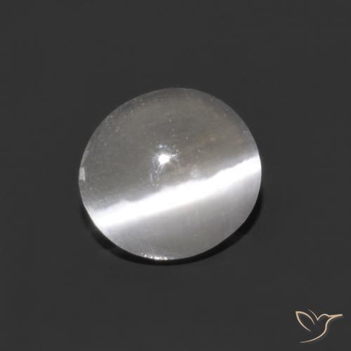 0.75 ct White Sillimanite Cat's Eye Stone, Natural Sillimanite Cat's Eye in Oval Cabochon Shape for Sale