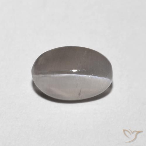 0.99ct Natural Very Light Grey Sillimanite Cat's Eye, Oval, Transparent