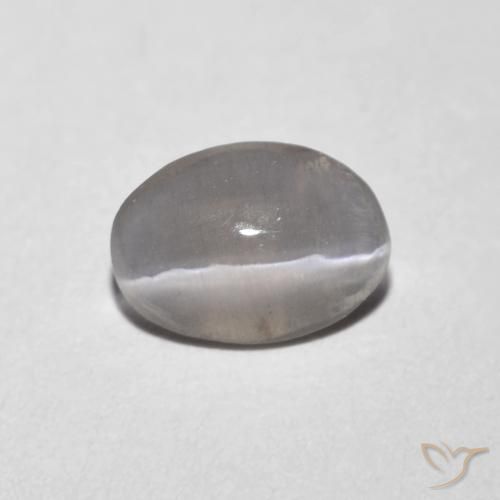 0.73ct Natural Very Light Grey Sillimanite Cat's Eye, Oval, Transparent